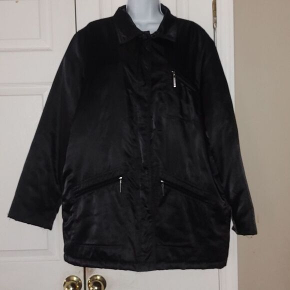 Liz Claiborne Liz Sport black button down coat  Sz XL - Picture 1 of 6